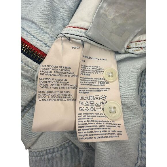Vintage Tommy Hilfiger Men’s Small Denim Jacket Zip Lightweight Oversized Y2K - Picture 6 of 7